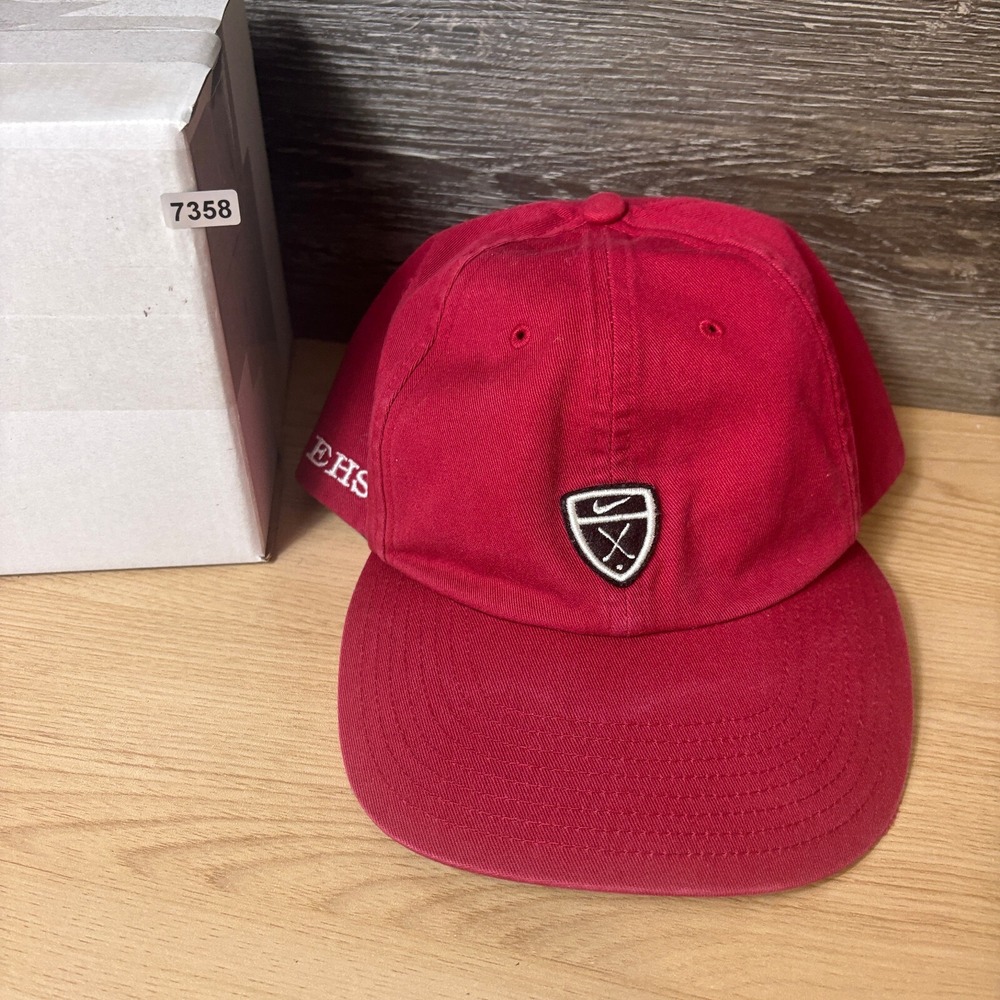 Vintage Nike Hat Cap Strap Back Red Golf Duluth East Greyhounds High School - Picture 10 of 10